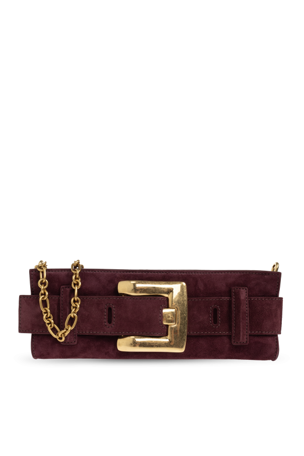 BALMAIN Anthem Red Suede Shoulder Bag New & Authentic