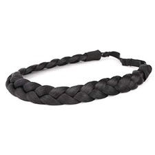 3 Strands Synthetic Hair Braided Headband Wide Plaited Braids Natural Black