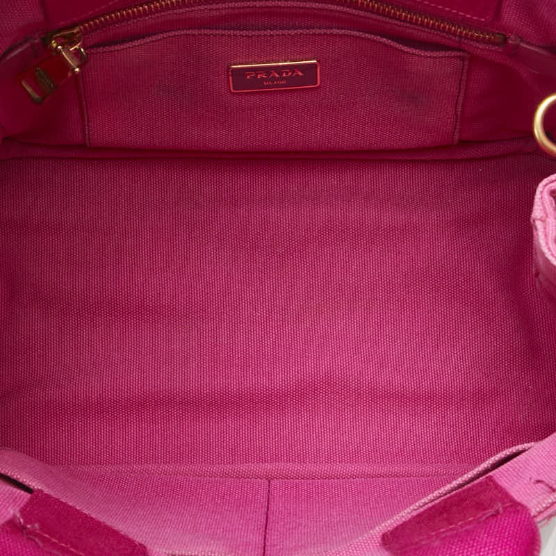 Prada Canapa Triangle Logo Plate Handbag Shoulder Bag 2WAY BN2642 Pink Canvas La thumbnail 6