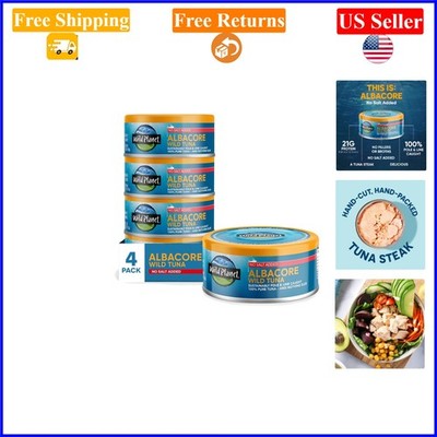 Wild Albacore Tuna Cans, No Salt, 4 Pack, 5 oz, Pole & Line Caught