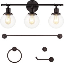 Hugo 5-Piece Vanity 24.5" Oil Rubbed Bronze 3-Light Clear Glass Globe Shades