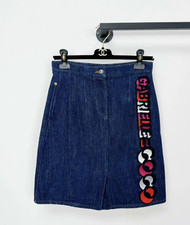 Chanel Gabrielle Coco logo dark denim skirt NEW Fr38 UK10