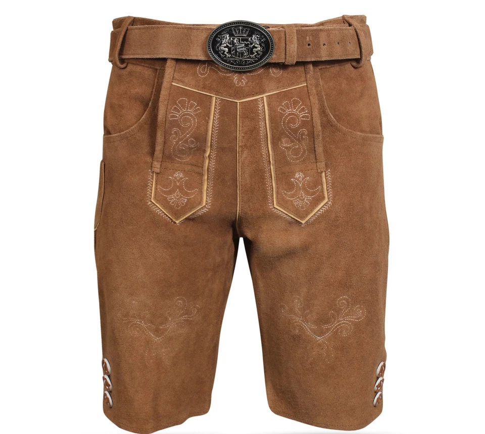 Kurz Herren Trachtenset Trachten Lederhose Trachten Set 6tlg Hose Hemd GBKHBH01 - Bild 2 von 4
