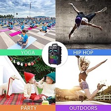 Portable Bluetooth Speaker Subwoofer TWS Remote Control MP3 FM Radio LED Lights