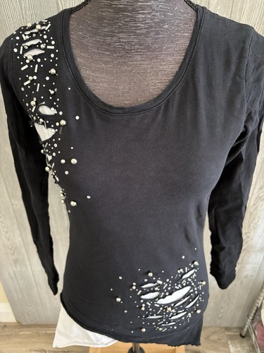 Zarga Women Size S Black 80s Style Retro Tunic Top - Picture 2 of 10