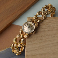Vintage Rolex 14K Gold Bracelet Watch Nugget Link 3570 Manual Wind 1970s