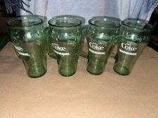 4 Coca Cola Coke Whataburger Cowboy Mugs Glasses w/handles, Green