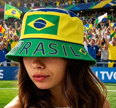 Brasil Flag Bucket Hat Reversible Hat Brasil Bucket Hat Summer Brasil Hat