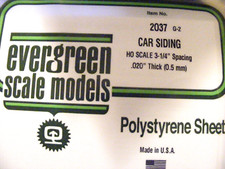 EVERGREEN 2037 6 " x 12" .020 Thick 3 1/4" spacing HO Car Siding