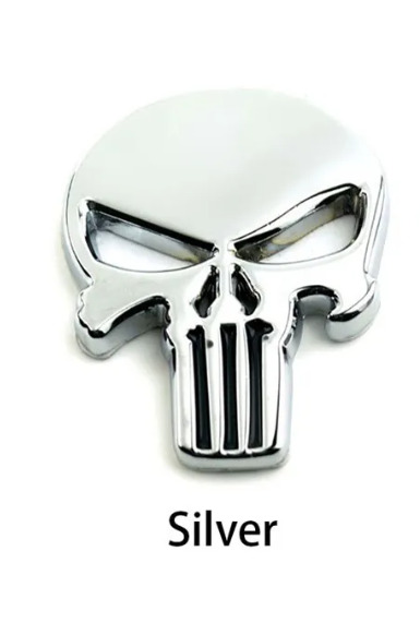 Punisher Totenkopf Aufkleber Skull Sticker Emblem Schädel Rächer Alu Moped Silbr