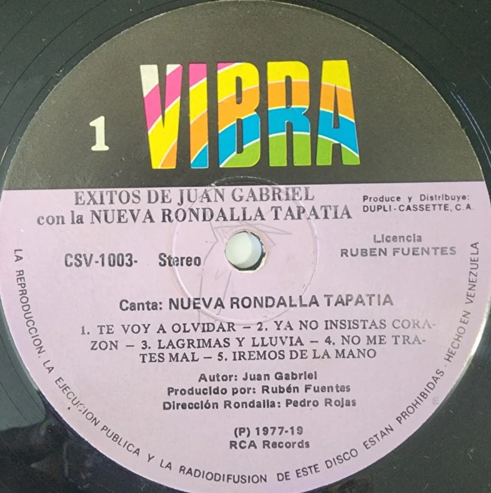 Rondalla Tapatia Los Exitos Mas Grandes Juan Gabriel Lp Vinyl 1977 Venezuela - Image 3 of 4