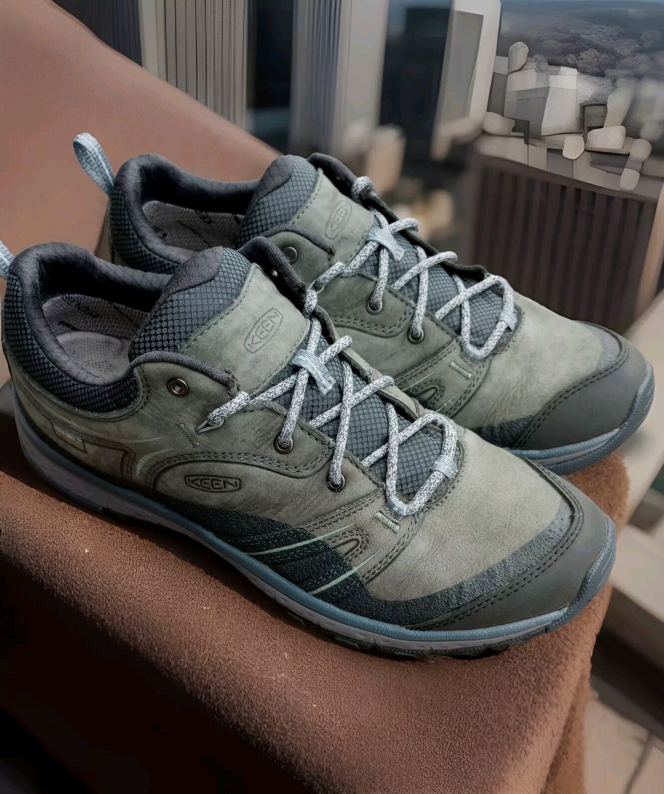 Sneakers da trekking donna Keen 1019892 verde foresta impermeabile in pelle taglia 10