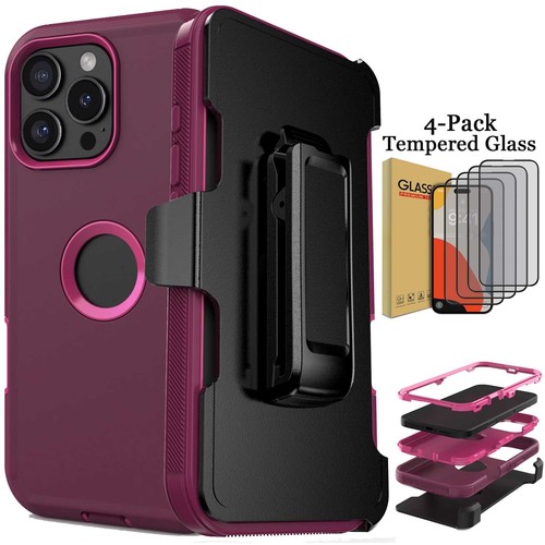 Für iPhone 16 Pro Max/16+/16e Hülle Hybrid Hart Clip Gürtel Cover Displayschutz - Bild 51 von 74