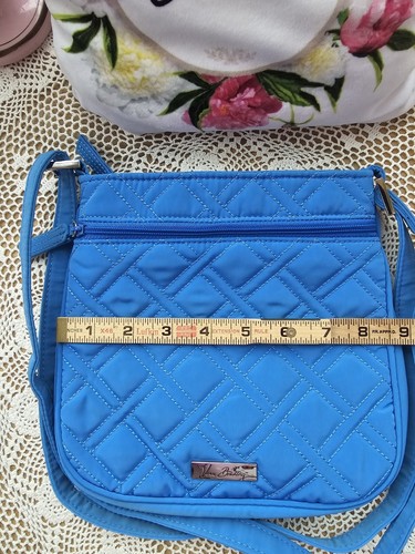 Vera Bradley Petite Double Zip Hipster Coastal Solid Blue Crossbody Satchel - Picture 13 of 13