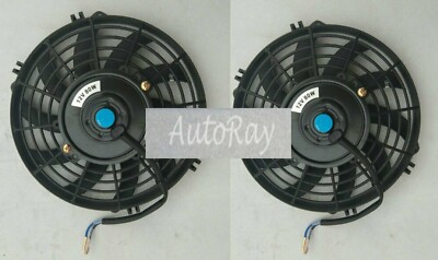 2PCS of 12'' 12V 12 inch 12 V Thermo Radiator Fans & Mounting Kits CURVED BLADE