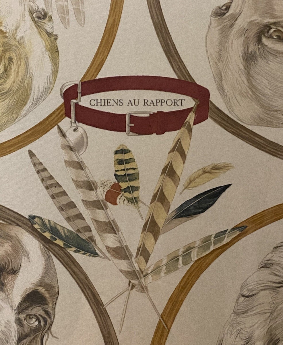 Vintage Framed Hermes Chien Au Rapport Silk Scarf Artwok | eBay