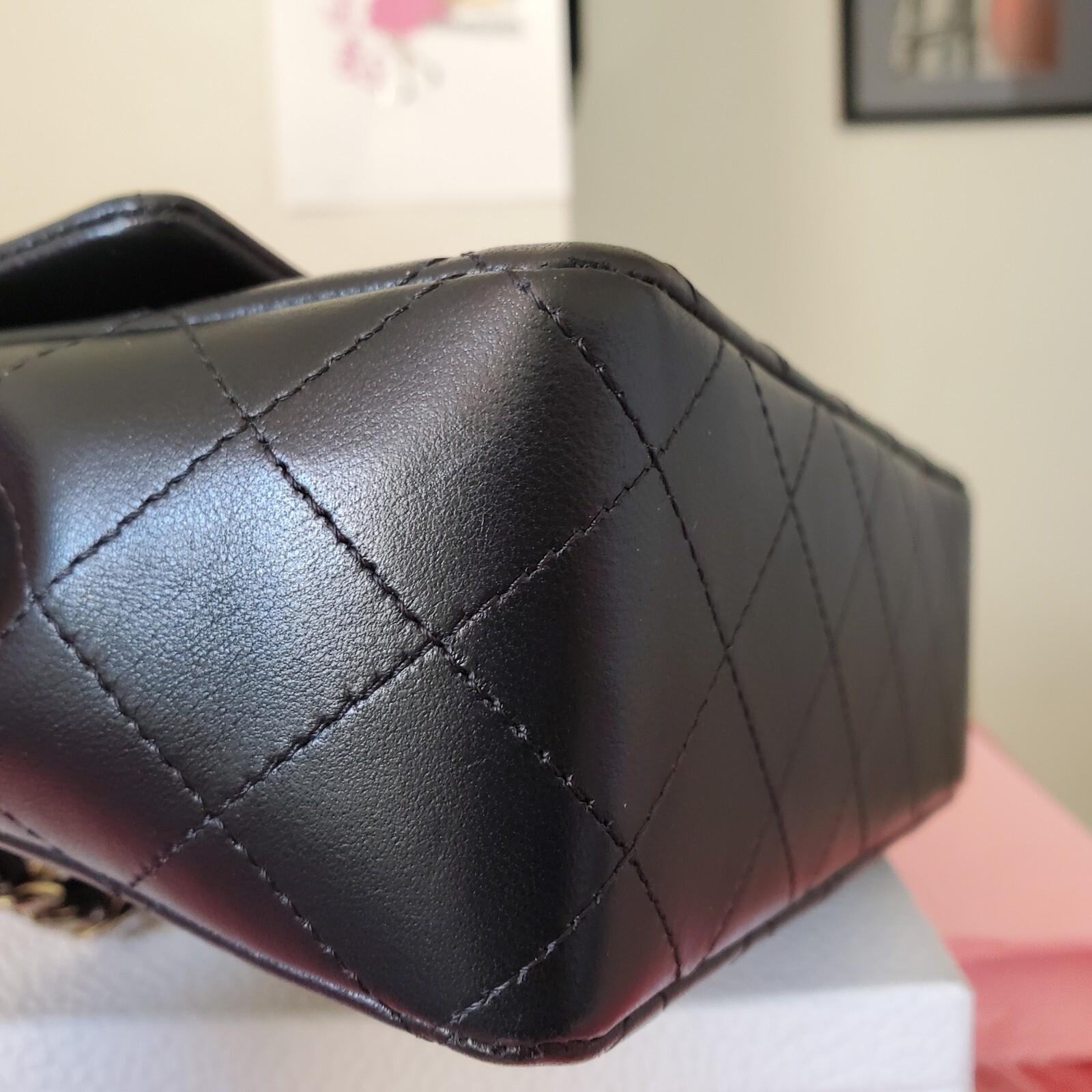 Chanel Classic mini Rectangular black Lambskin Co… - image 5