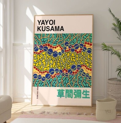 Yayoi Kusama Poster mit abstraktem Punktmuster, moderner zeitgenössischer Kunstdruck, Galerie