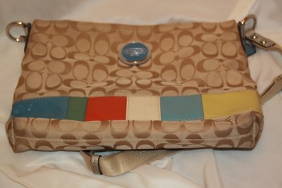 Coach Beige Signature Multi-Color Stripe Crossbody/Shoulder