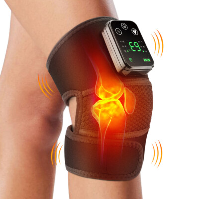Cordless Knee Massager Heat & Vibration Heated Knee Brace for Knee Pain Relief