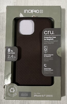 Incipio cru. Protective Case with MagSafe For iPhone 15/14/13 Faux Brown Leather