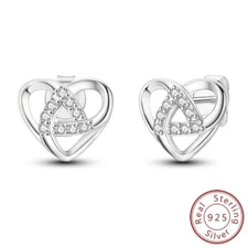 MULA S925 Sterling Silver Stud Earrings AAA CZ Entangled Love For Women Jewelry