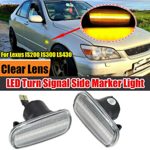 Marqueur latéral DEL ambré transparent pour Lexus IS200 IS300 LS430 Scion xB Toyota - Photo 1 sur 8
