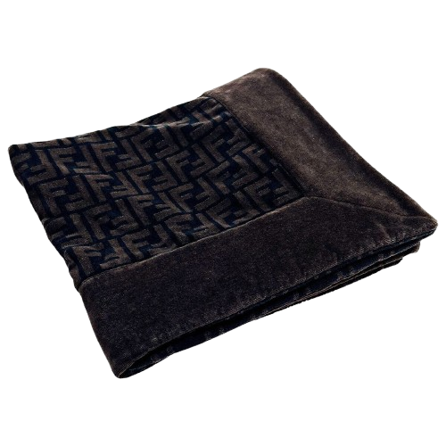 FENDI Bath Towel Cotton Monogram 60×120cm Zucca Pattern Striped