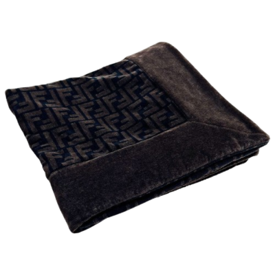 FENDI Bath Towel Cotton Monogram 60×120cm Zucca Pattern Striped