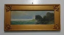 ART Early 20 C. Seascape Vintage Gouache Watercolor in Antique Gold Frame