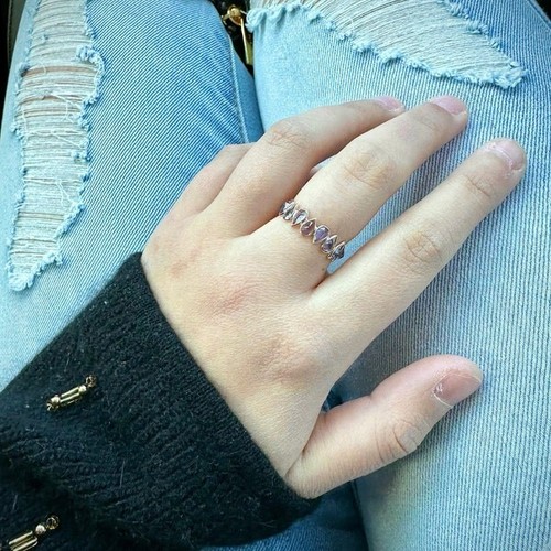 Tanzanite Culet Up Bezel Set Full Eternity Ring 14K Gold Plated 925 Silver Ring - Picture 3 of 6
