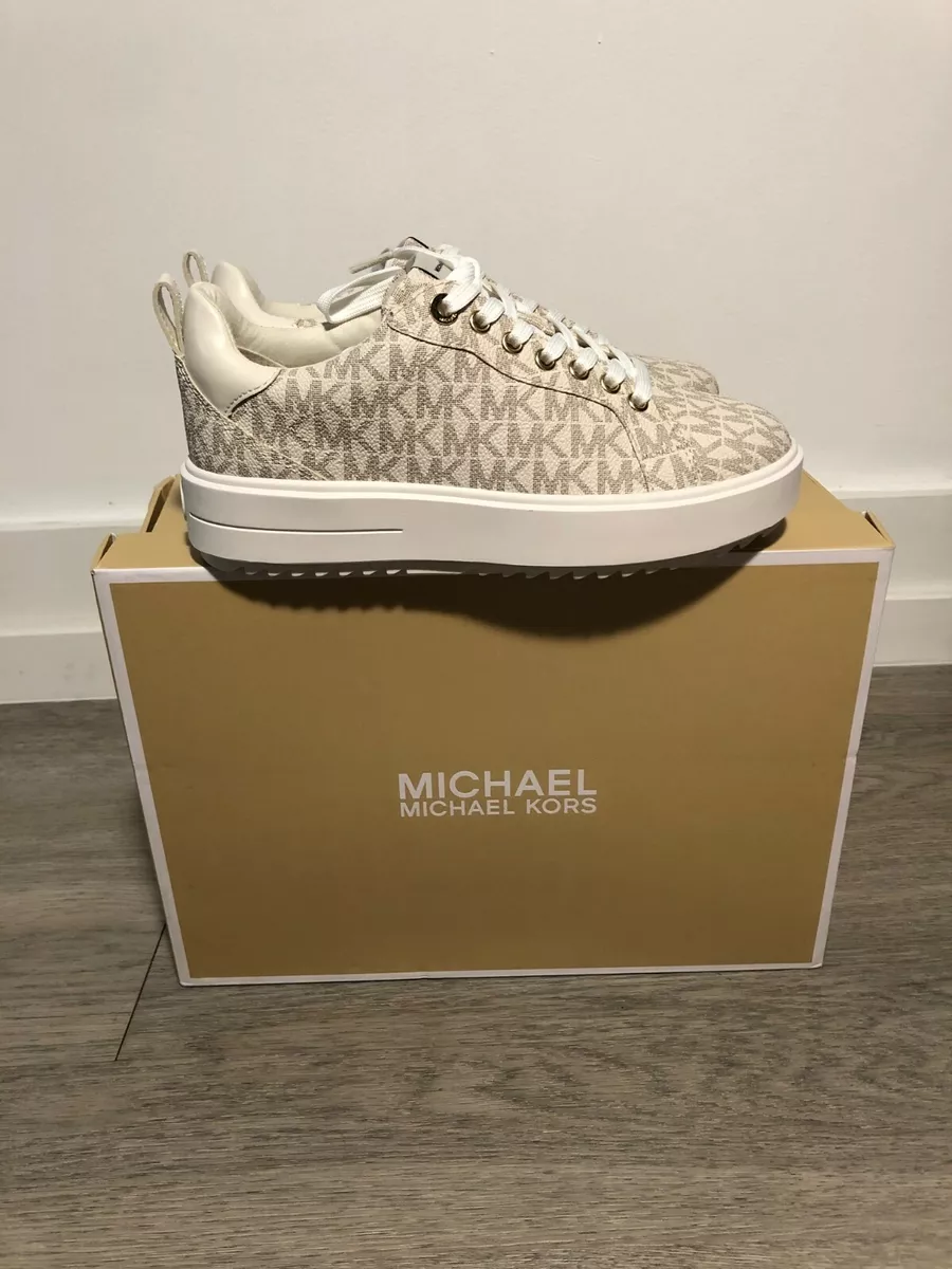 Michael Kors Emmett Lace-Up MK Sig Logo Vanilla Sneakers Women&