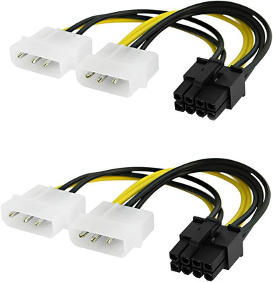 Cablecreation 8-Pin Pcie to Dual 4 Pin Molex Power Cable, 2-Pack Molex to Pcie P