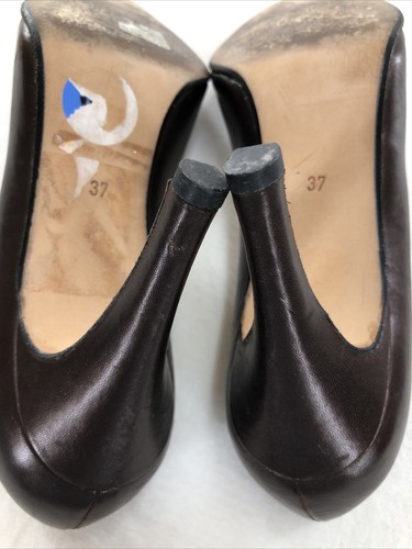 Zapatos de salón vintage Andrea Pfister Couture cuero bronce tacón alto EU 37 EE. UU. 6.5-7 - Imagen 9 de 11