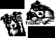 TWO Cute Australian Shepherds Black Vinyl Decal Car Truck Laptop Tablet Tumblers