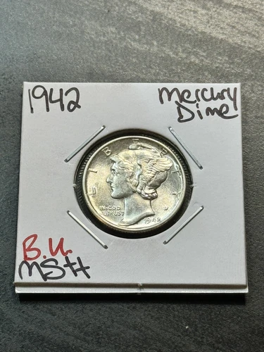 1942 P Mercury Silver Dime BU Uncirculated MS++ Coin (Raw10875)