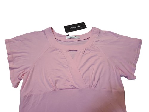 Ninedaily Women Shirt Size L Pink Short Sleeve Top - Picture 2 of 3