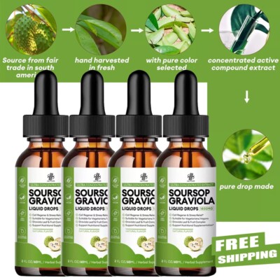 1-3x Soursop Graviola Extract Liquid Drop Immune Digestive Support & Antioxidant
