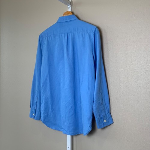 EUC Boys GAP French Union Blue Long Sleeve Linen Button Up Shirt, XXL (14-16) - Picture 20 of 21