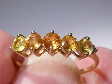 9ct Gold Ring Citrine Diamond .65ct UK Hallmark Size N 1/2 Gift Box