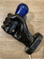 VTG 70s Nancy n Funk Pop Art Pottery Ceramic Black Right Hand Fist Wall Lamp USA
