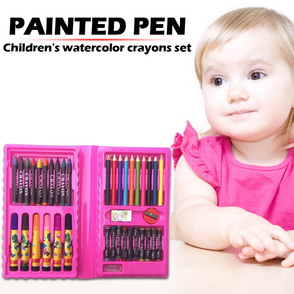 Kid Colored Pencil Crayon Watercolors Pens Drawing Board Set (42pcs Pink) eBay
