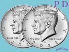 2022 P&D KENNEDY HALF DOLLAR SET CLAD TWO COINS SET UNCIRCULATED