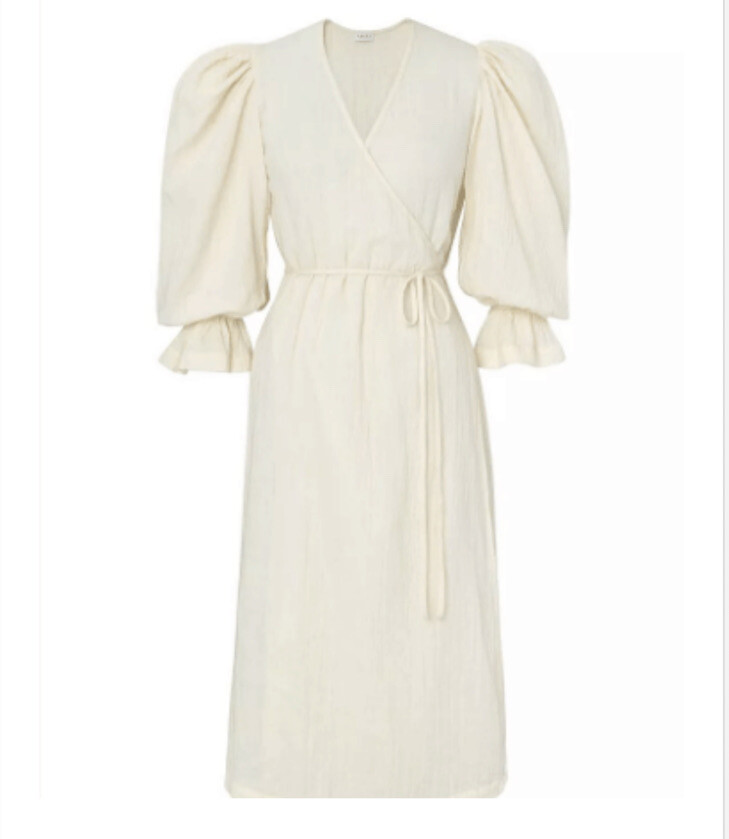cream wrap midi dress Butter Cream Faux Wrap Midi Dress