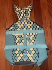 Dog Life Jacket Safety Vest Float w/Rescue Handle - Teal Mermaid - Size M