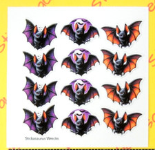 Halloween Bats Orange  Purple Mini Sticker Sheet