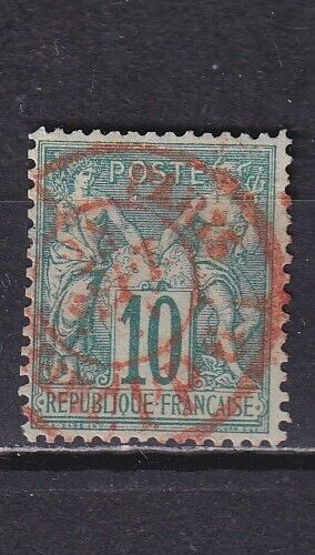 Francia - 1876 - YVERT 65 - Alegoria Tipo Sage - Fechador Cachet Rojo Paris - Picture 1 of 2
