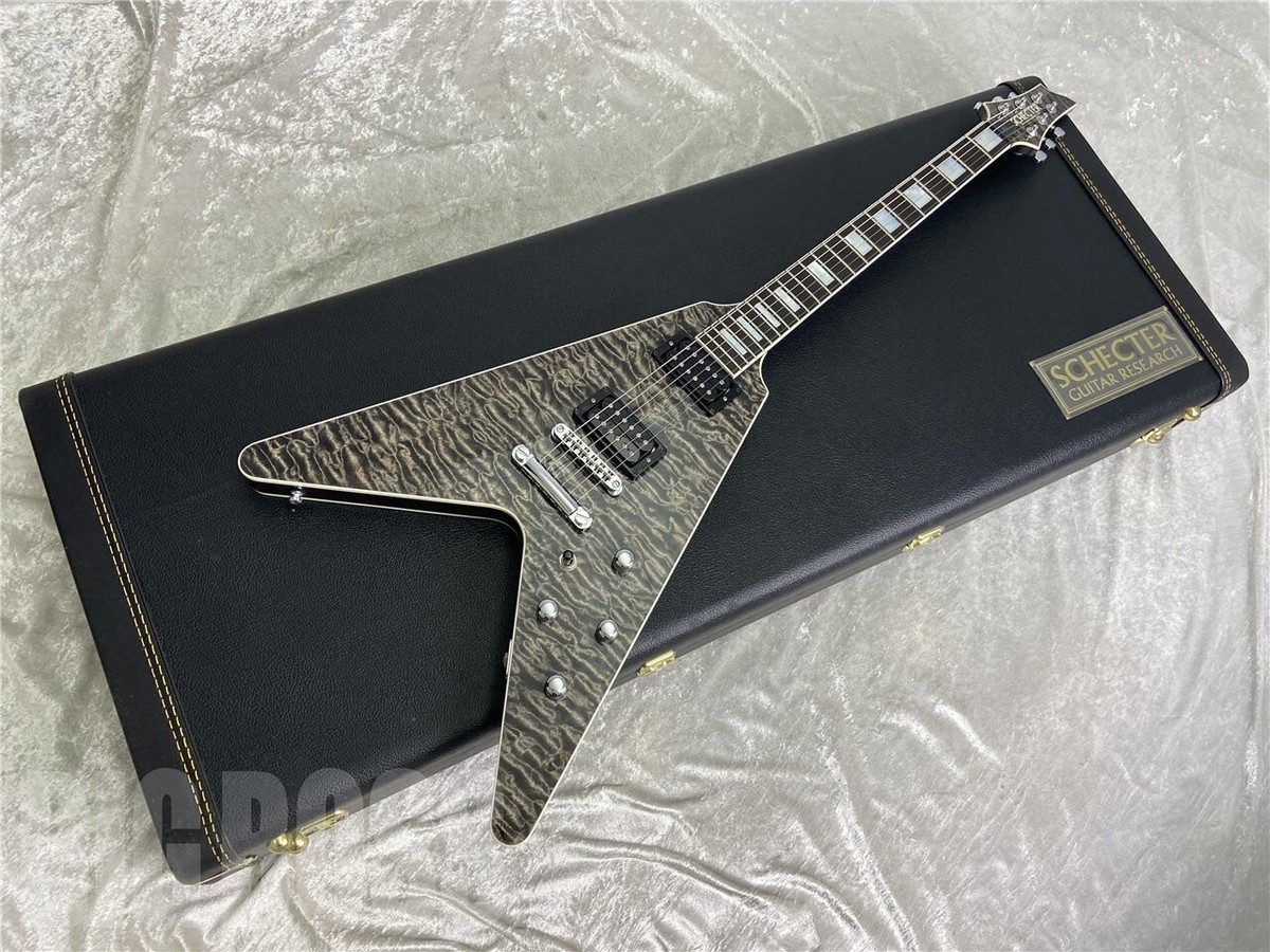 SCHECTER V-1 Quilted Maple Top See Thru Black USA Limited FV Type