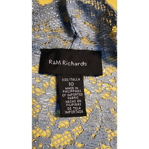 R&M RICHARDS Womens Blue Lace Sequined Floral 3/4 Sleeve OpenCardigan Top 10 NWT - Picture 4 of 6