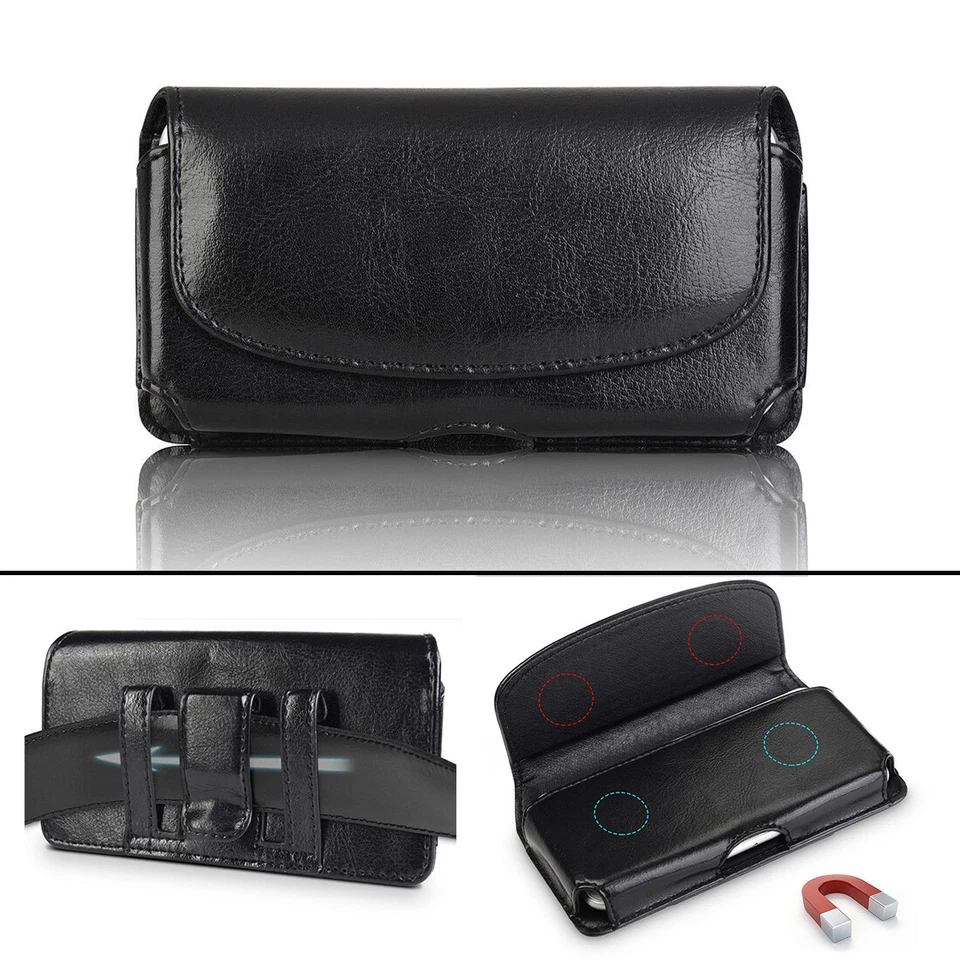 Genuine Leather Case Cover Pouch Holster Belt Clip For Motorola LG Google Large - Image 4 of 4